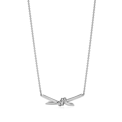 [⭐Veyra Jewels]KNOT PENDANT SILVER DIAMOND NECKLACE