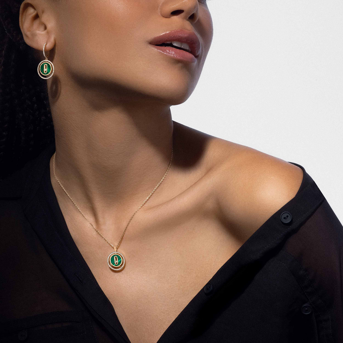 [⭐Veyra]Demo MOVE 1 DIAMOND MALACHITE GOLD DIAMOND NECKLACE