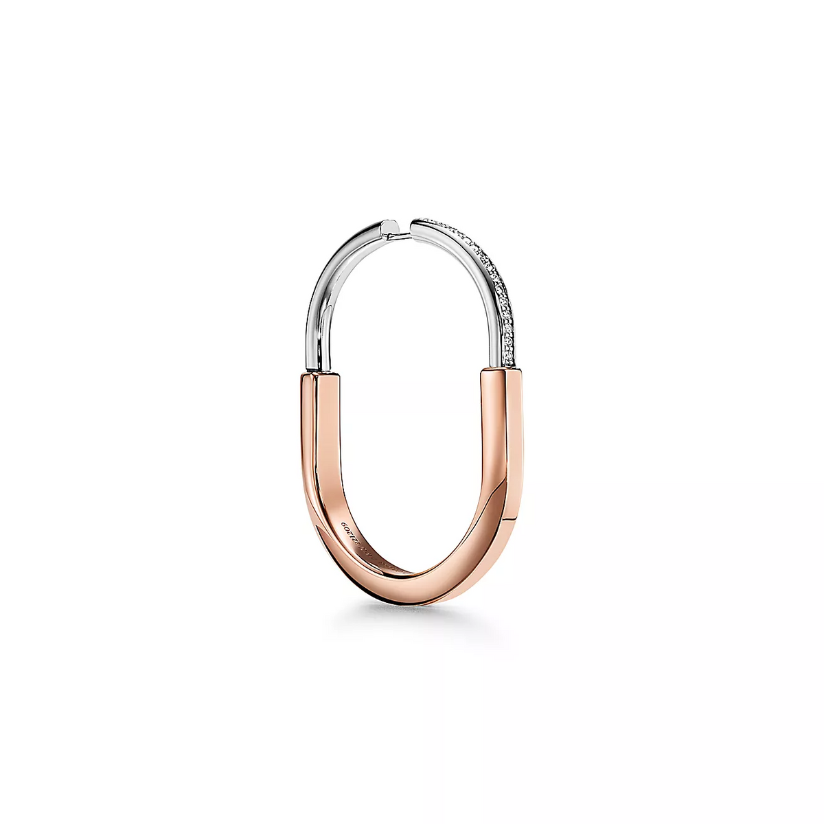 [⭐Veyra Jewels]LOCK EARRINGS ROSE AND WHITE GOLD DIAMONDS EXTRA LARGE
