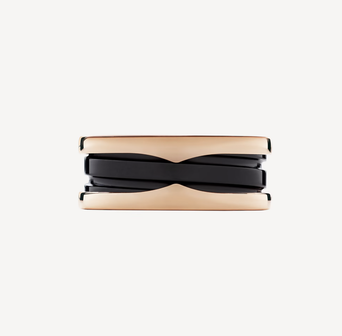 [⭐Veyra]ZERO 1 TWO-BAND LOOPS AND BLACK CERAMIC PINK GOLD RING