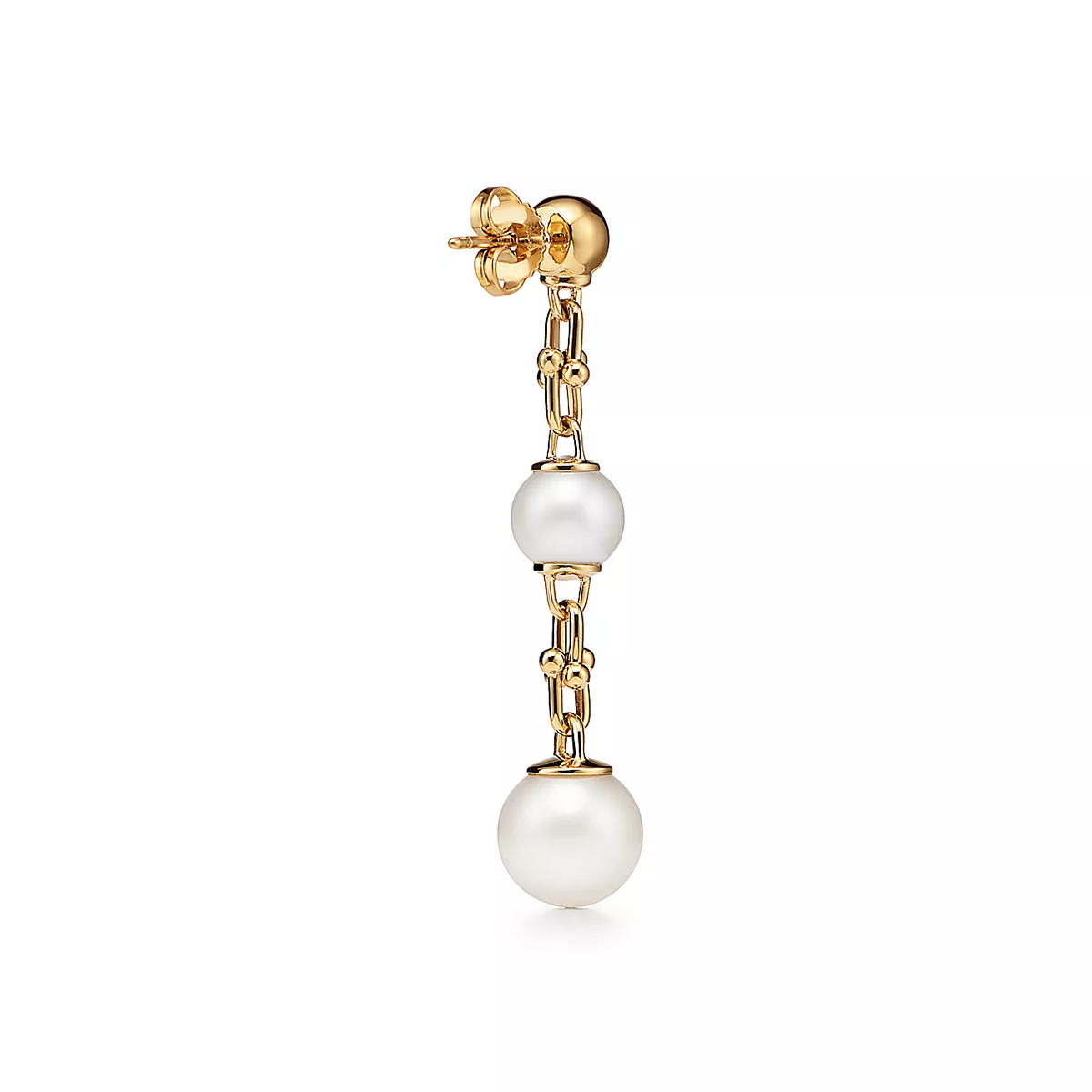[⭐Veyra Jewels]TRIPLE DROP LINK EARRINGS GOLD WITH FRESHWATER PEARLS