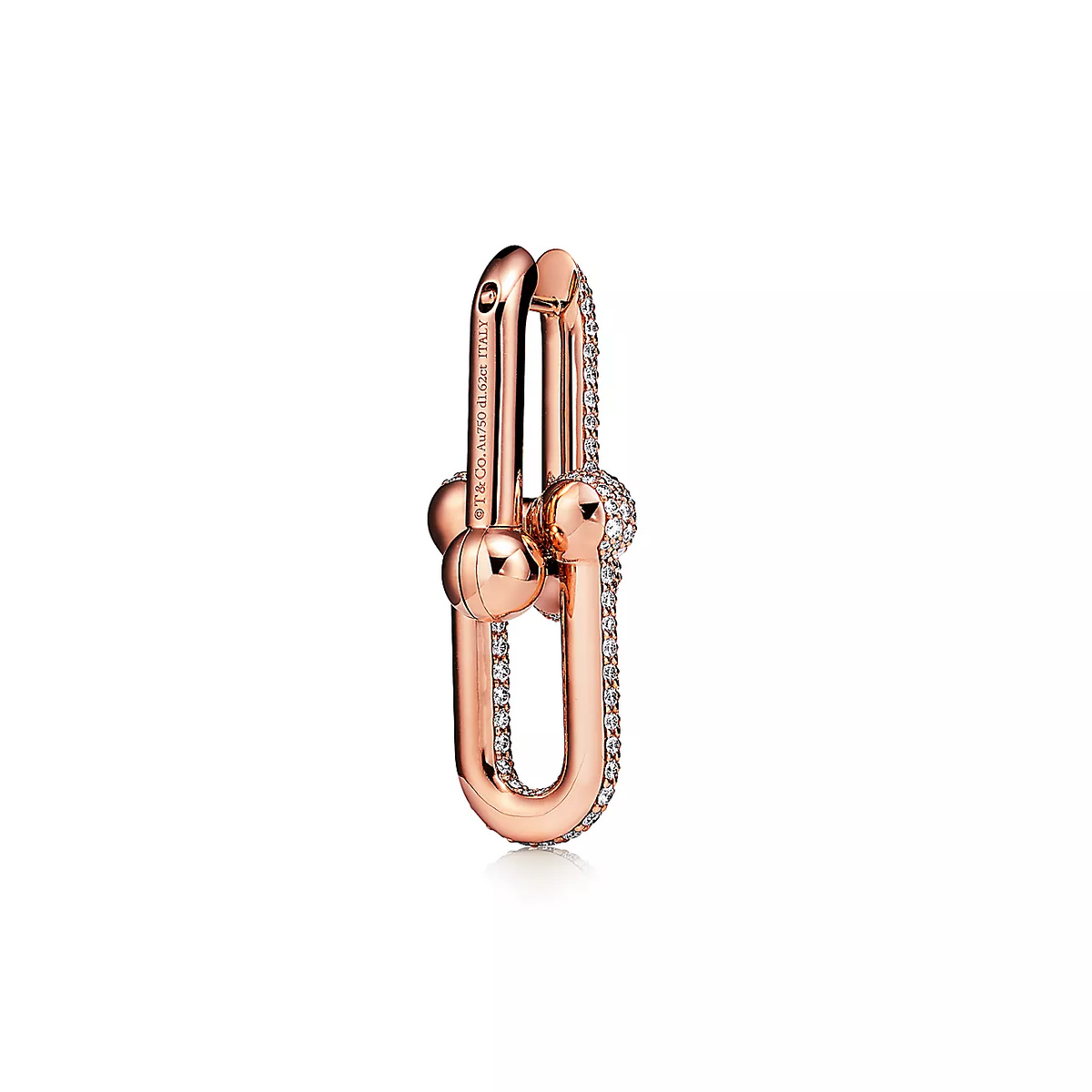 [⭐Veyra Jewels]LARGE LINK EARRINGS PINK GOLD WITH PAVED DIAMONDS