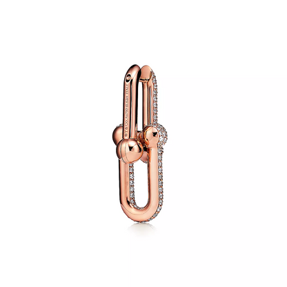 [⭐Veyra Jewels]LARGE LINK EARRINGS PINK GOLD WITH PAVED DIAMONDS