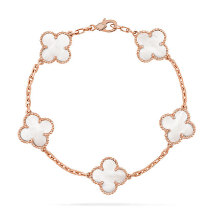 [⭐Veyra]CLOVER WHITE PEARL MOP 5 MOTIF BRACELET COLLECTION