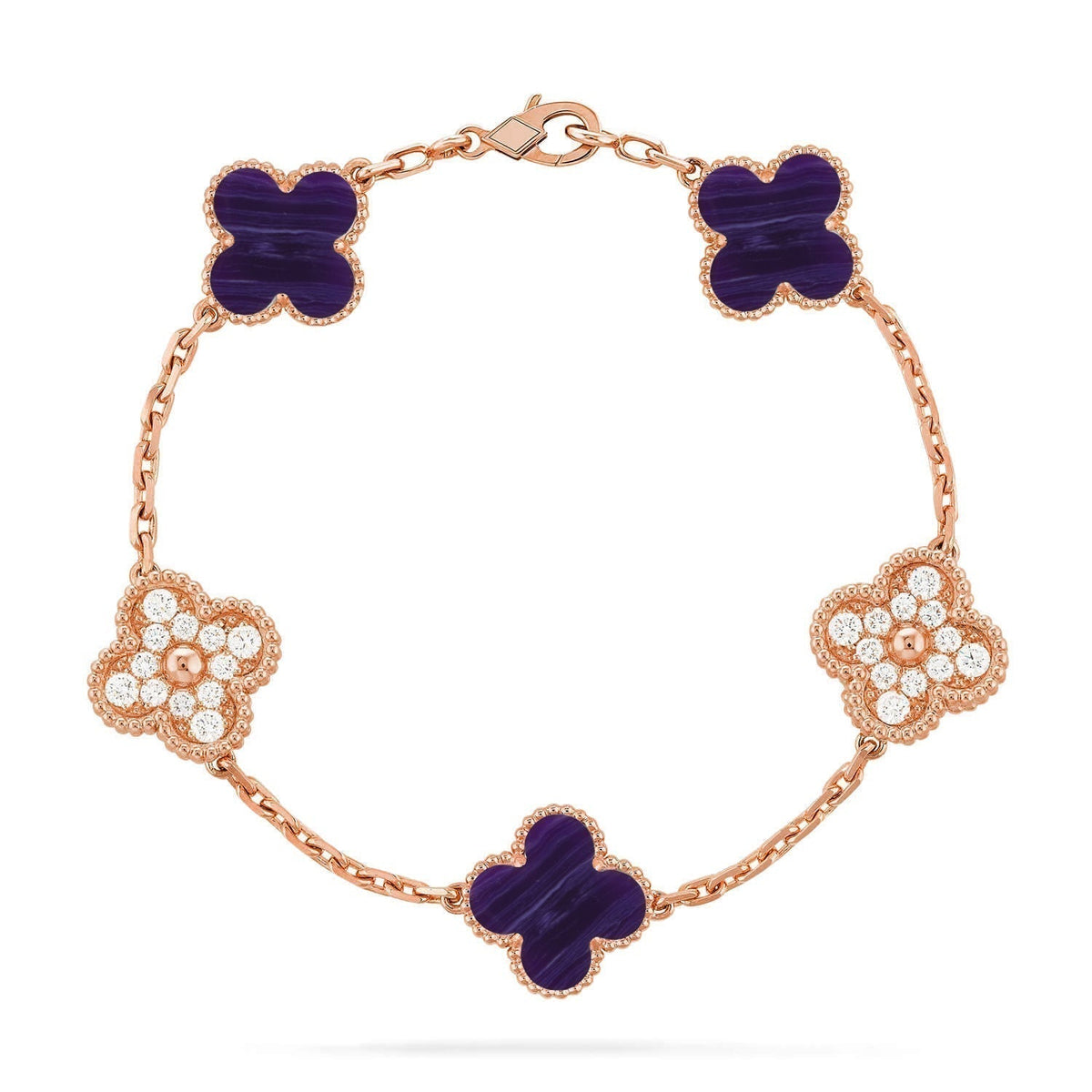 [⭐Veyra]CLOVER 5 MOTIF PURPLE STRIPES BRACELET COLLECTION