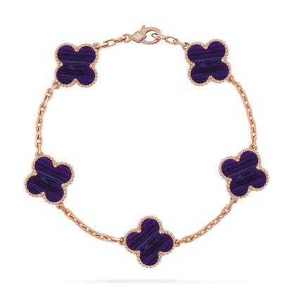 [⭐Veyra]CLOVER 5 MOTIF PURPLE STRIPES BRACELET COLLECTION