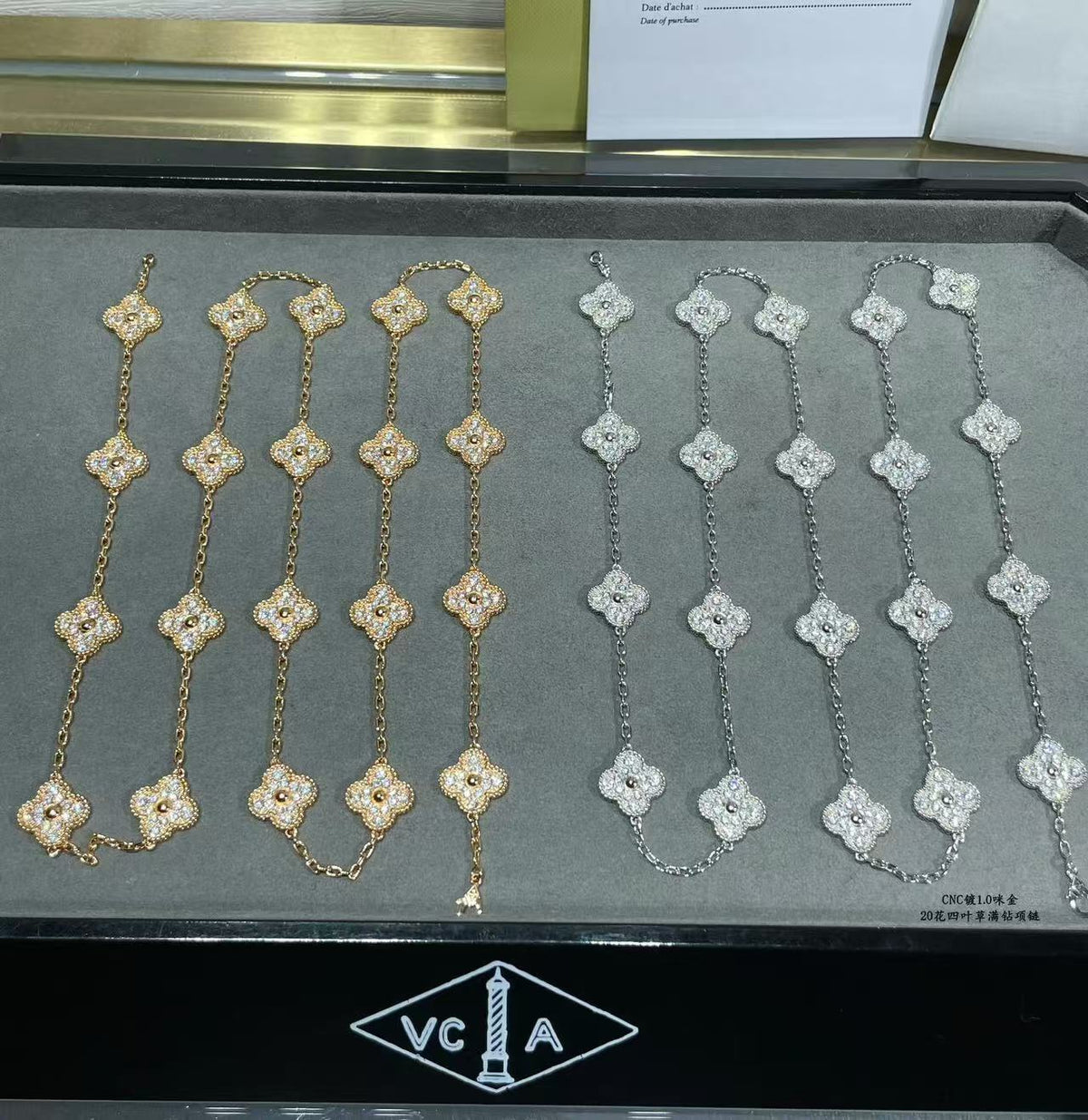 [⭐Veyra]CLOVER 20 MOTIFS FULL-DIAMOND NECKLACE
