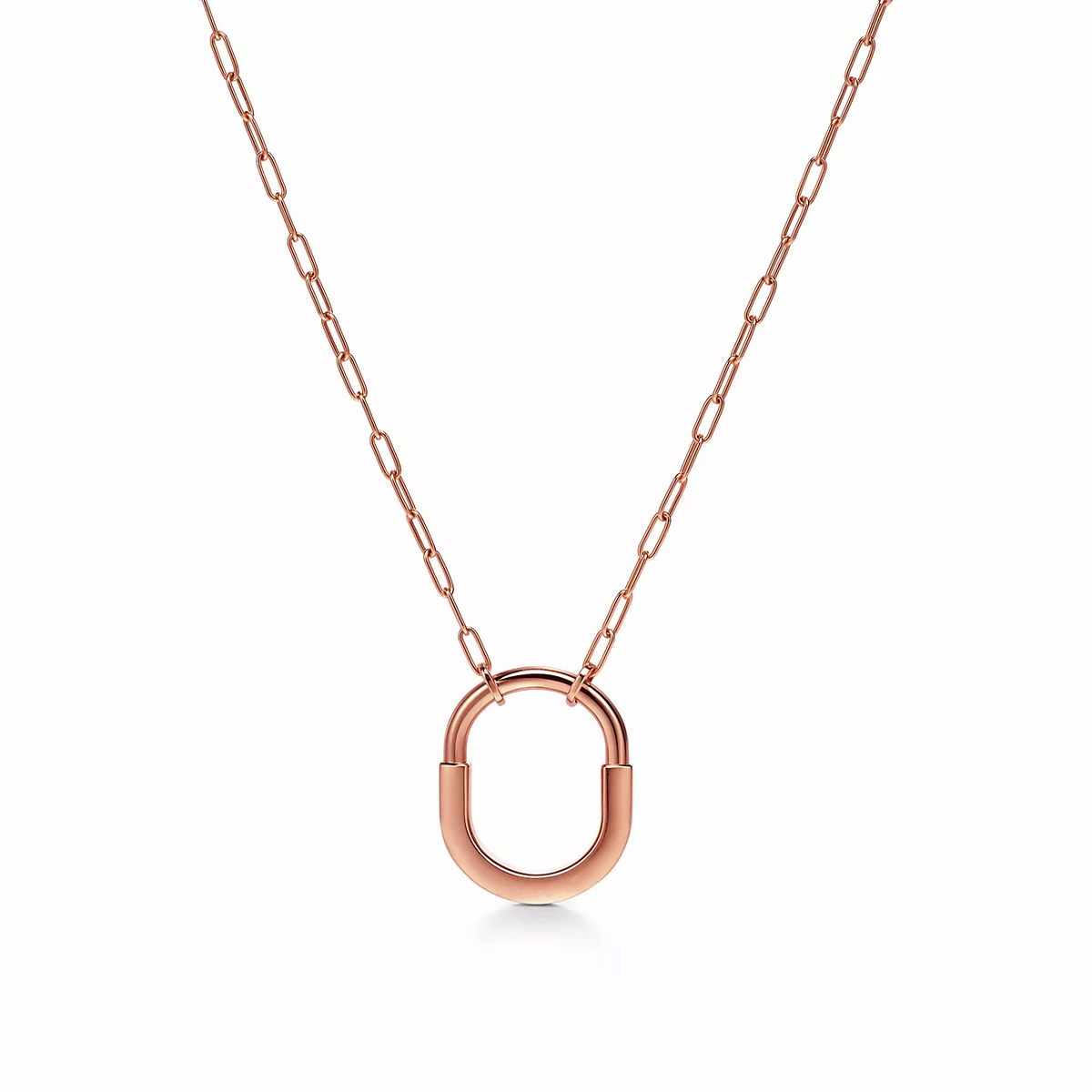 [⭐Veyra Jewels]LOCK MEDIUM PENDANT PINK DIAMOND PINK GOLD NECKLACE