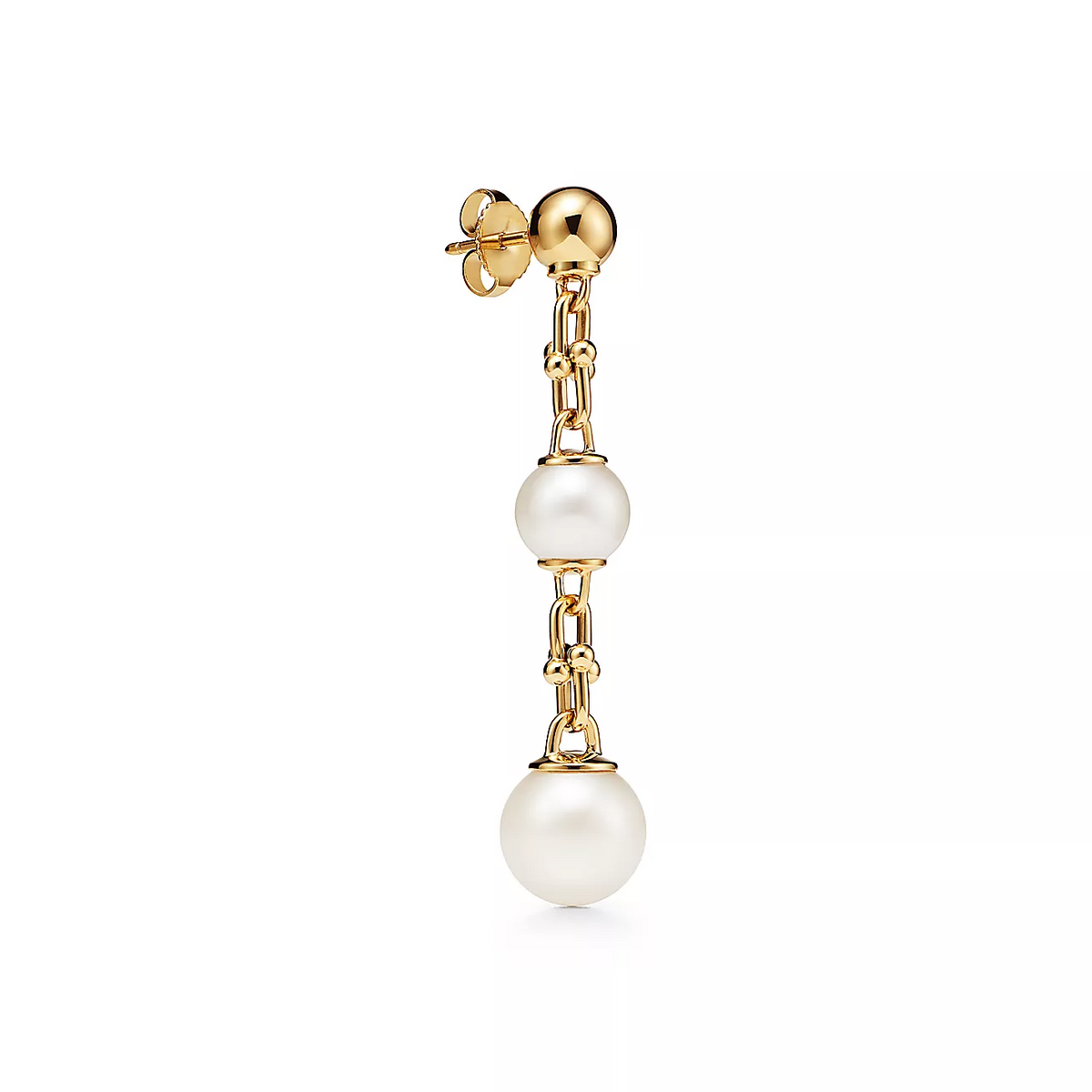 [⭐Veyra Jewels]TRIPLE DROP LINK EARRINGS GOLD WITH FRESHWATER PEARLS