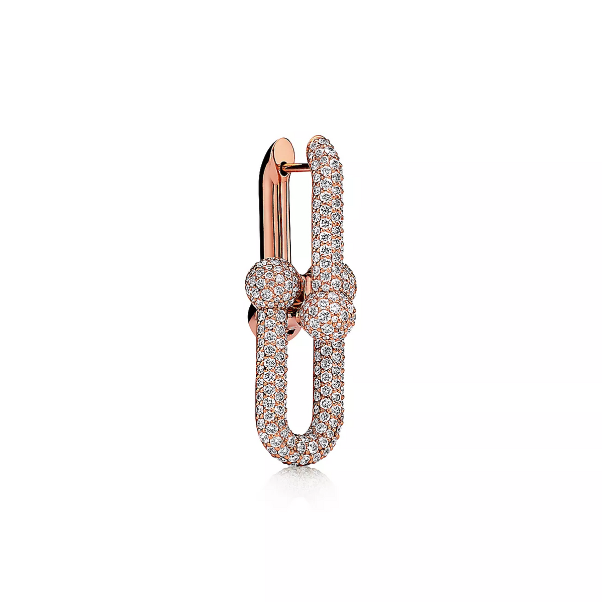 [⭐Veyra Jewels]LARGE LINK EARRINGS PINK GOLD WITH PAVED DIAMONDS