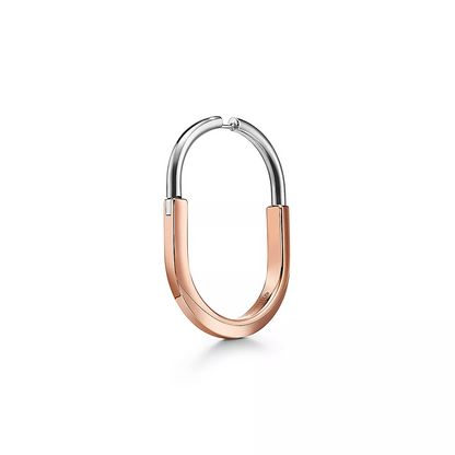 [⭐Veyra Jewels]LOCK EARRINGS ROSE AND WHITE GOLD DIAMONDS EXTRA LARGE