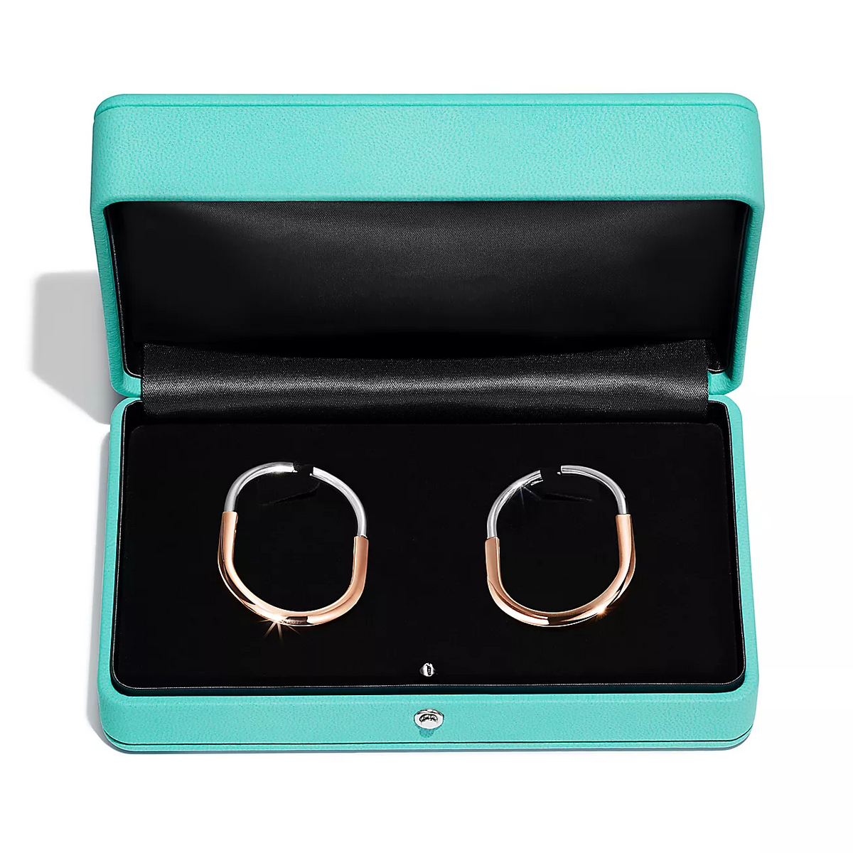 [⭐Veyra Jewels]LOCK EARRINGS ROSE AND WHITE GOLD DIAMONDS EXTRA LARGE
