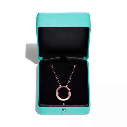 [⭐Veyra Jewels]LOCK MEDIUM PENDANT PINK DIAMOND PINK GOLD NECKLACE