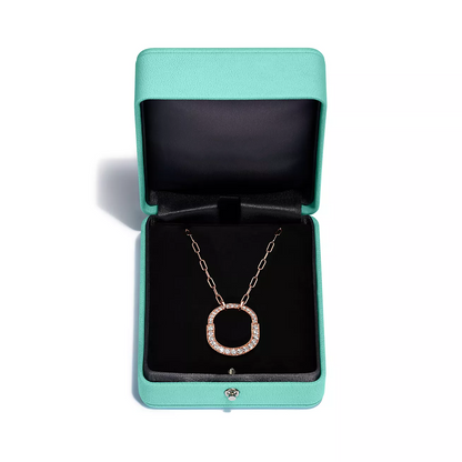 [⭐Veyra Jewels]LOCK NECKLACE MEDIUM PENDANT PINK GOLD PAVED DIAMONDS