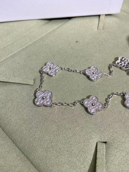 [⭐Veyra]CLOVER 10 MOTIFS  FULL DIAMOND NECKLACE