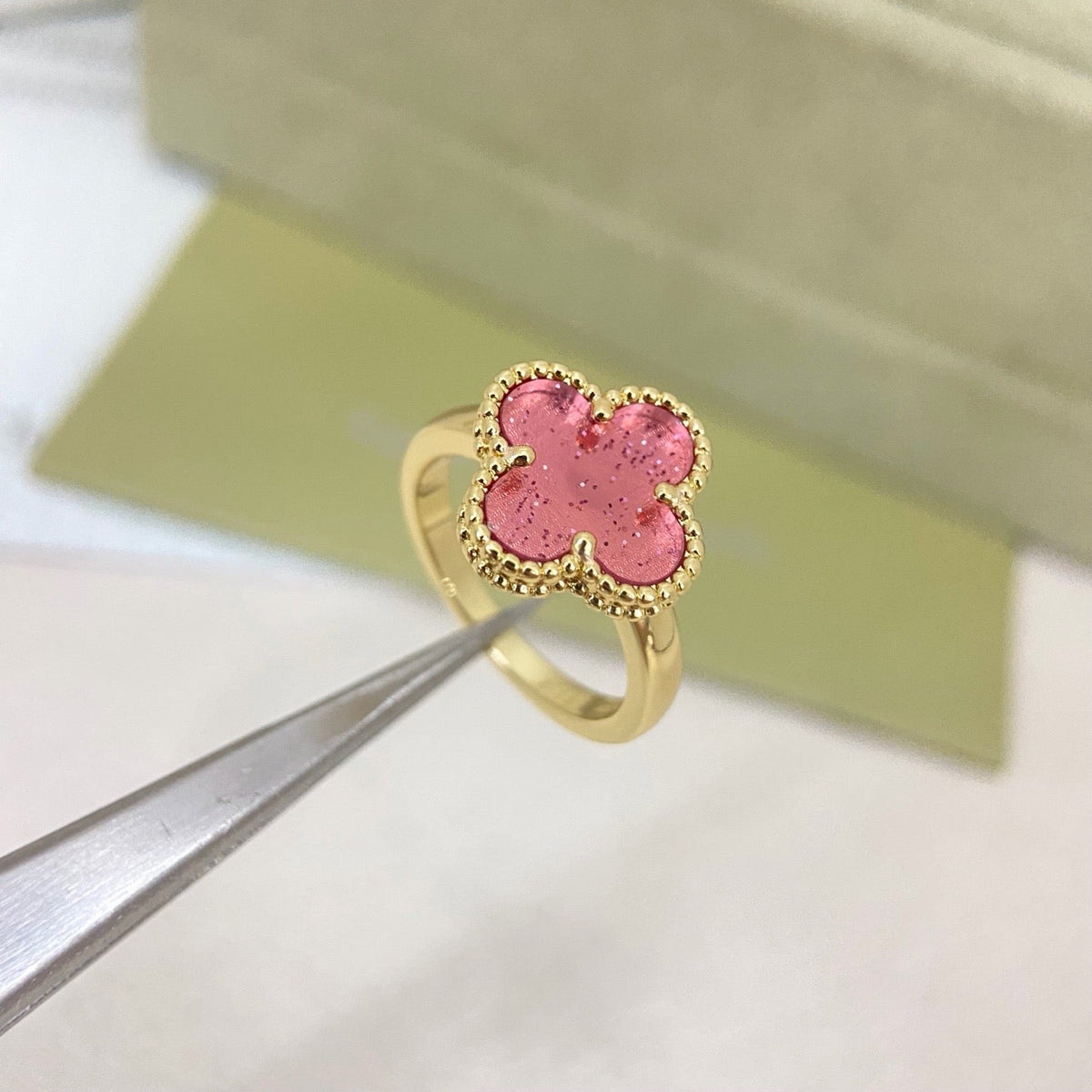 [⭐Veyra]NEW ROSE QUARTZ FOUR-LEAF CLOVER RING