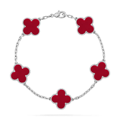 [⭐Veyra] CLOVER 5 MOTIF RED CORNELIAN BRACELET COLLECTION