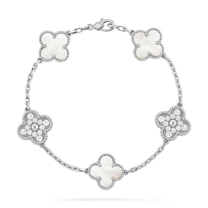 [⭐Veyra]CLOVER WHITE PEARL MOP 5 MOTIF BRACELET COLLECTION