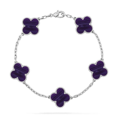 [⭐Veyra]CLOVER 5 MOTIF PURPLE STRIPES BRACELET COLLECTION