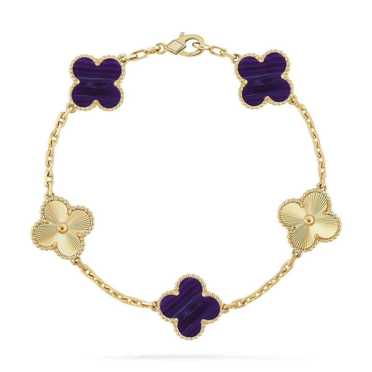 [⭐Veyra]CLOVER 5 MOTIF PURPLE STRIPES BRACELET COLLECTION