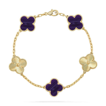 [⭐Veyra]CLOVER 5 MOTIF PURPLE STRIPES BRACELET COLLECTION