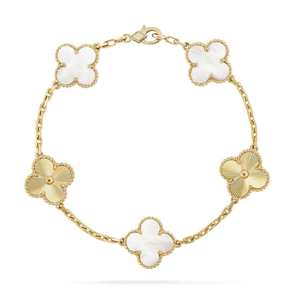 [⭐Veyra]CLOVER WHITE PEARL MOP 5 MOTIF BRACELET COLLECTION