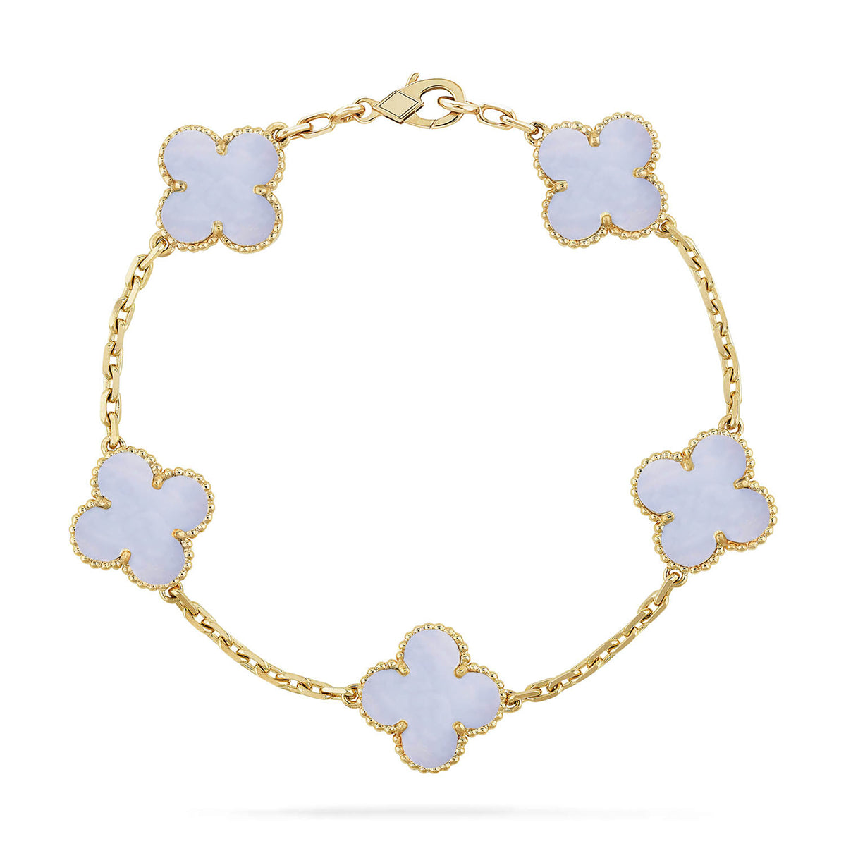 [⭐Veyra] CLOVER 5 MOTIF PURPLE CHALCEDONY BRACELET COLLECTION