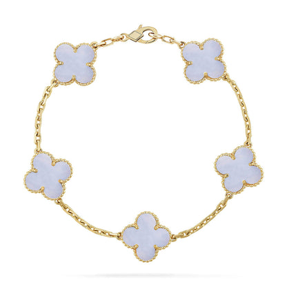 [⭐Veyra] CLOVER 5 MOTIF PURPLE CHALCEDONY BRACELET COLLECTION