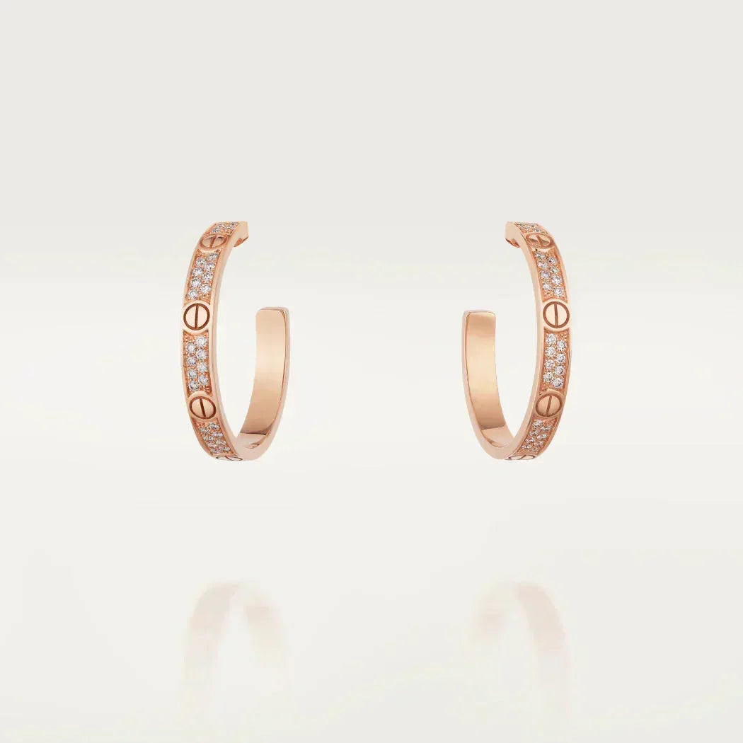 [⭐Veyra]LOVE DIAMOND PINK GOLD HOOP EARRINGS