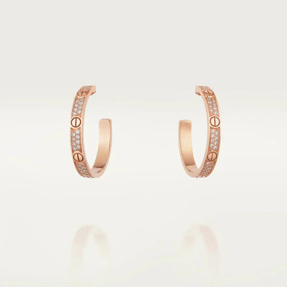 [⭐Veyra]LOVE DIAMOND PINK GOLD HOOP EARRINGS