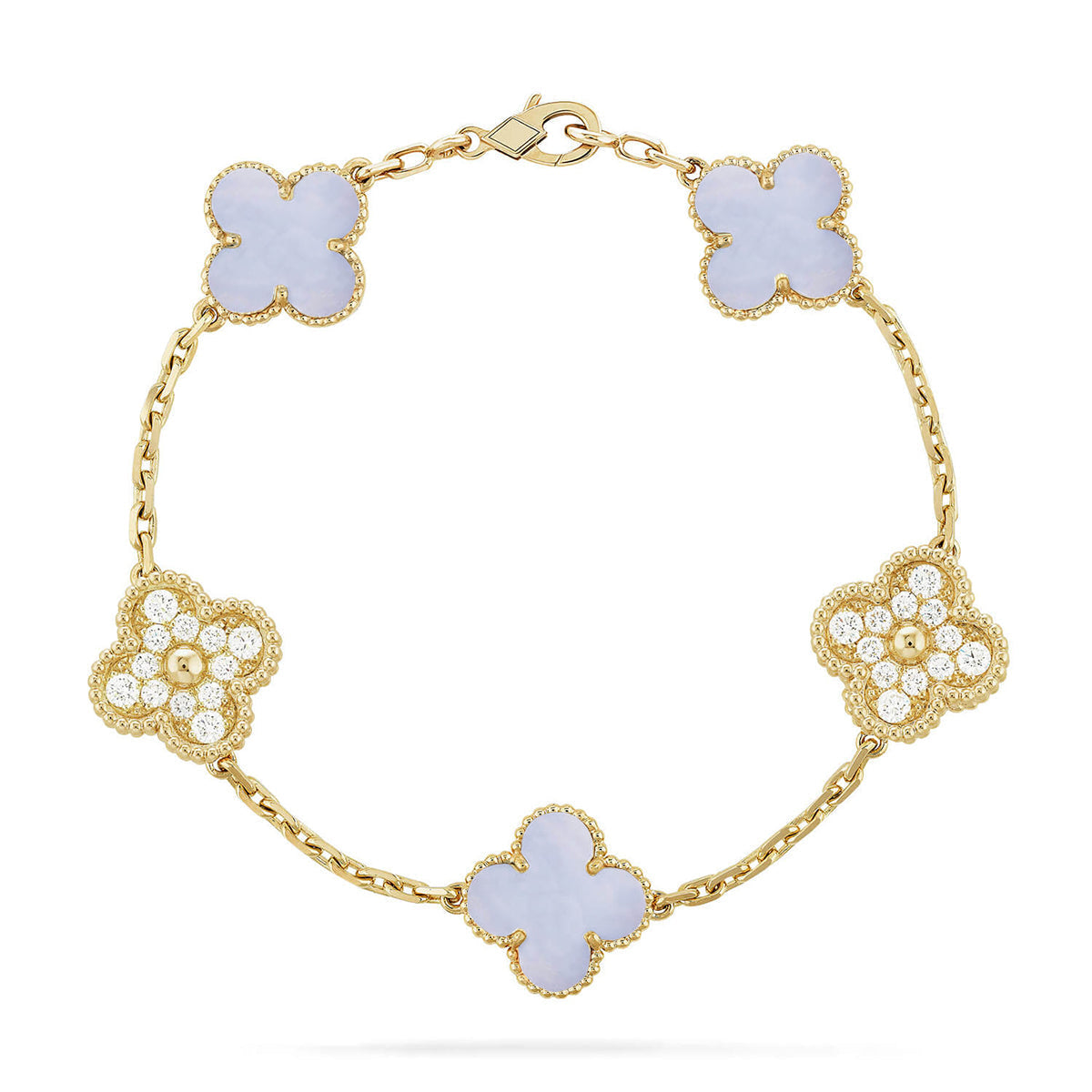 [⭐Veyra] CLOVER 5 MOTIF PURPLE CHALCEDONY BRACELET COLLECTION