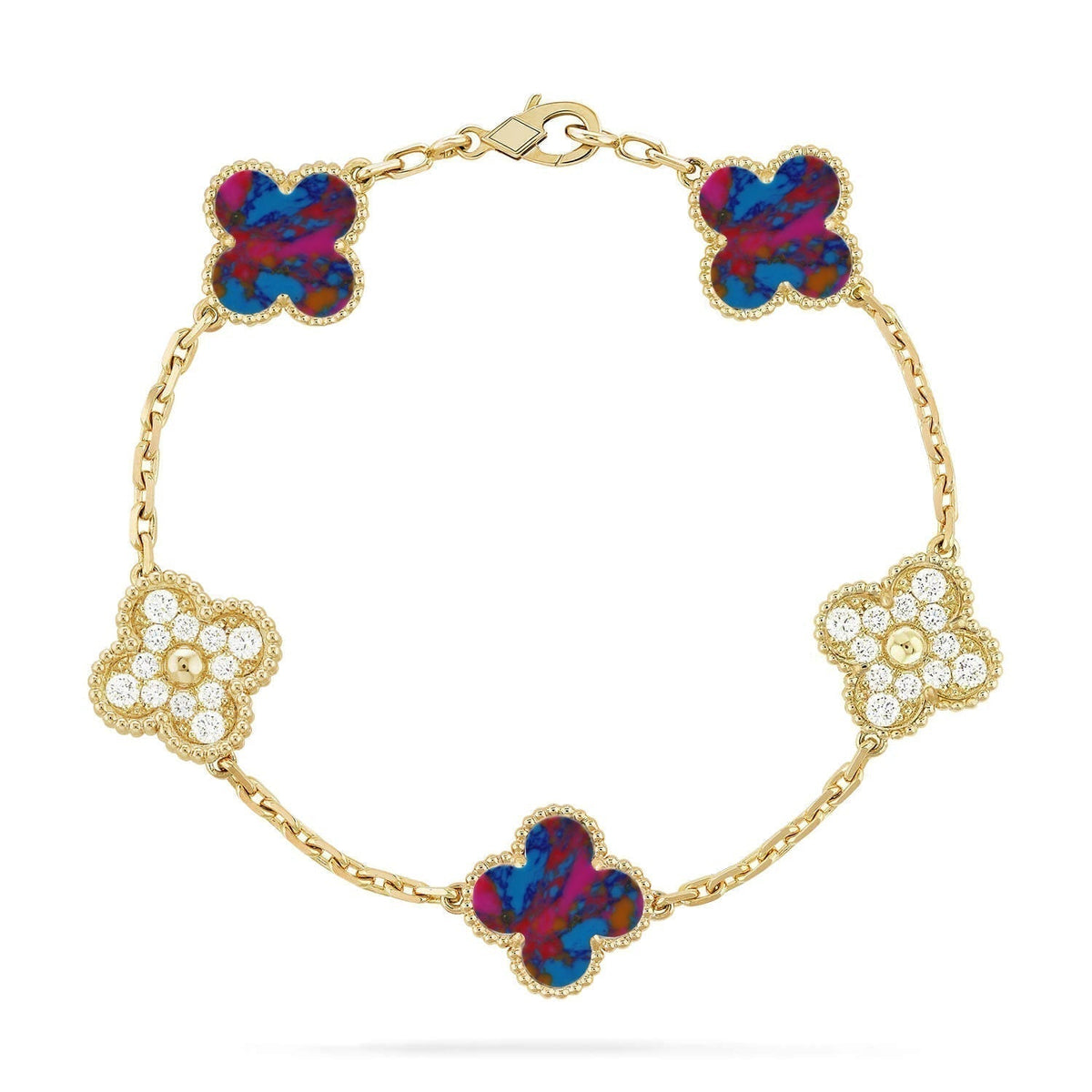 [⭐Veyra]CLOVER 5 MOTIF COLOR GEMSTONES BRACELET COLLECTION