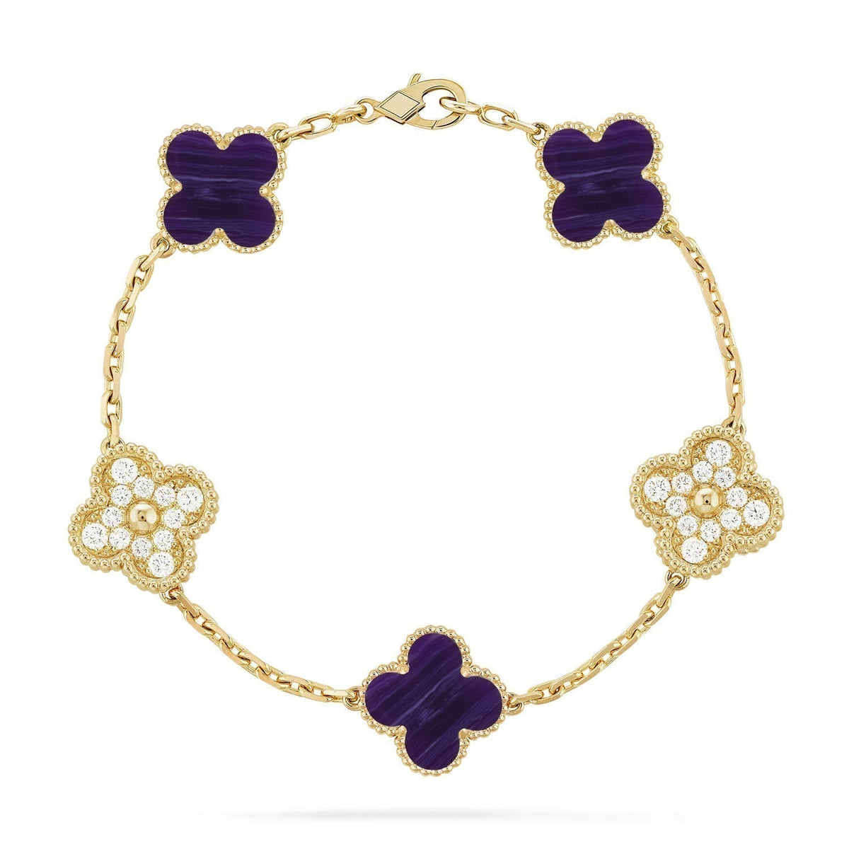 [⭐Veyra]CLOVER 5 MOTIF PURPLE STRIPES BRACELET COLLECTION
