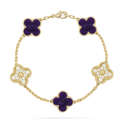 [⭐Veyra]CLOVER 5 MOTIF PURPLE STRIPES BRACELET COLLECTION
