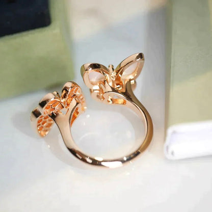 [⭐Veyra]TWIN BUTTERFLY DIAMOND MOP RING