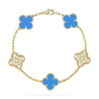 [⭐Veyra] CLOVER 5 MOTIF BLUE AGATE BRACELET COLLECTION
