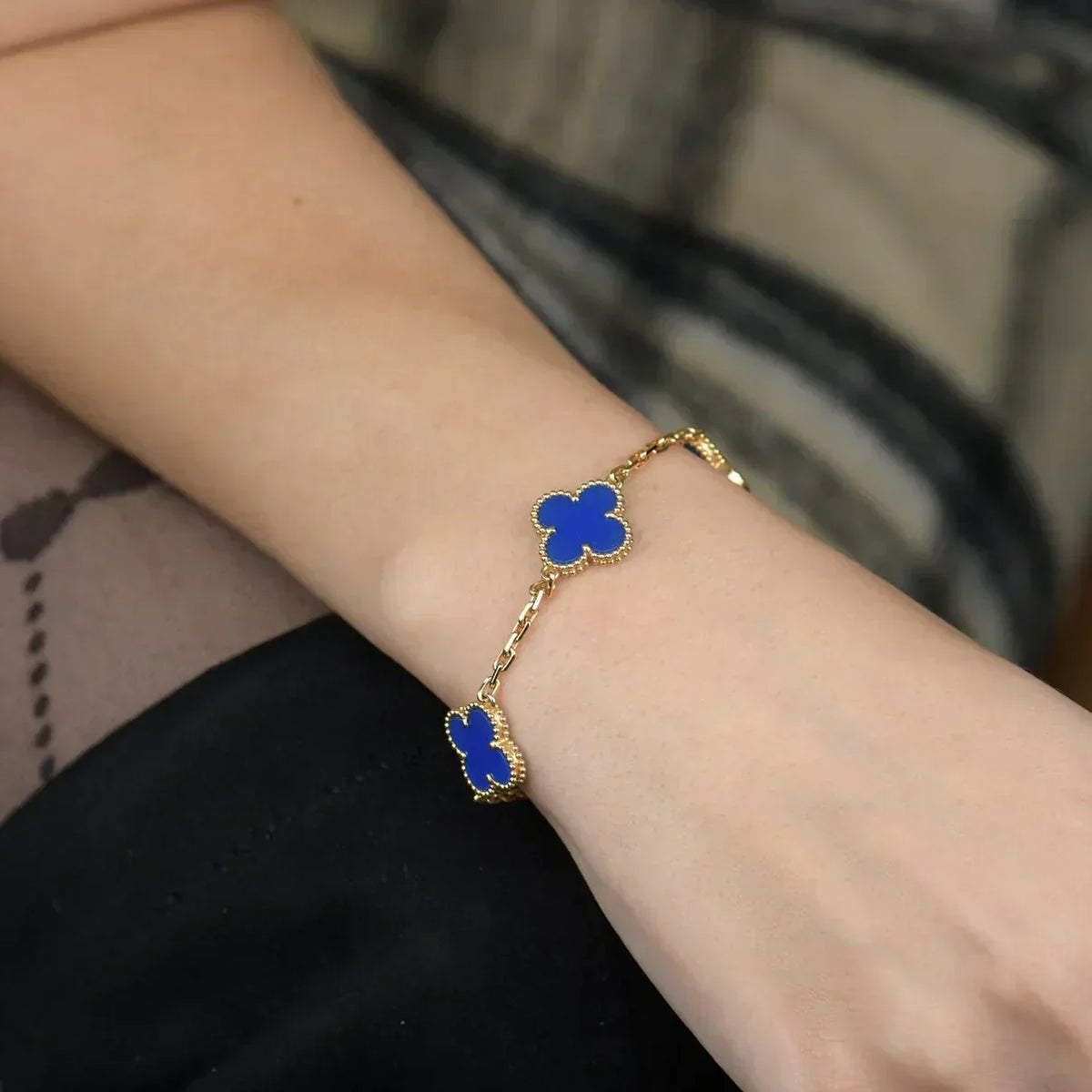 [⭐Veyra] CLOVER 5 MOTIF BLUE AGATE BRACELET COLLECTION