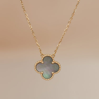 [⭐Veyra]CLOVER 15MM  GRAY MOTHER OF PEARL NECKLACE