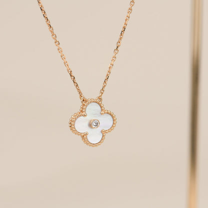 [⭐Veyra]CLOVER 15MM DIAMOND WHITE FRITILLARIA NECKLACE