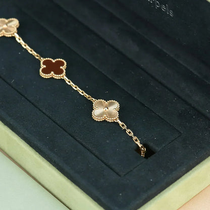 [⭐Veyra] CLOVER 5 MOTIF RED CORNELIAN BRACELET COLLECTION