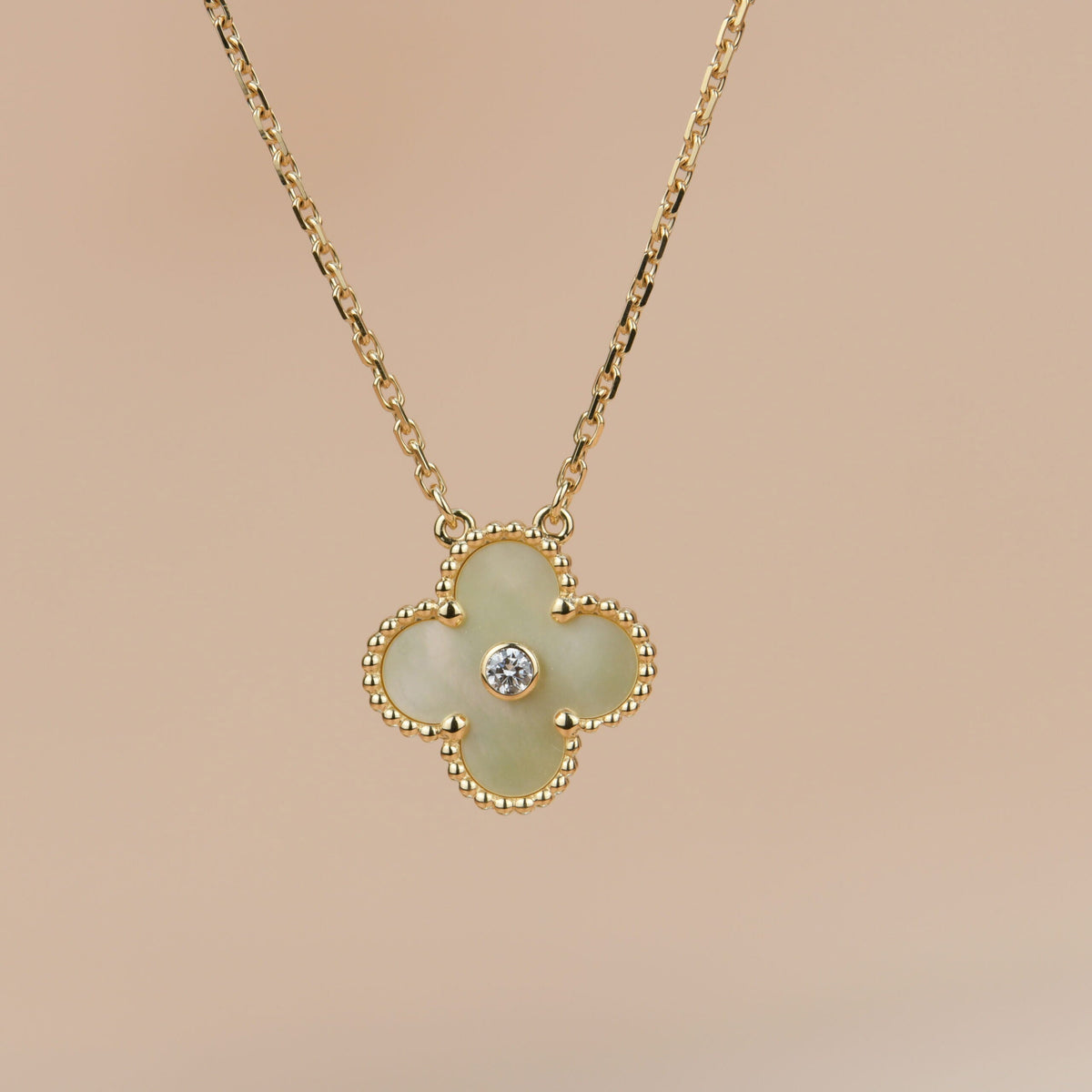 [⭐Veyra]CLOVER 15MM DIAMOND GOLD MOTHER OF PEARL NECKLACE