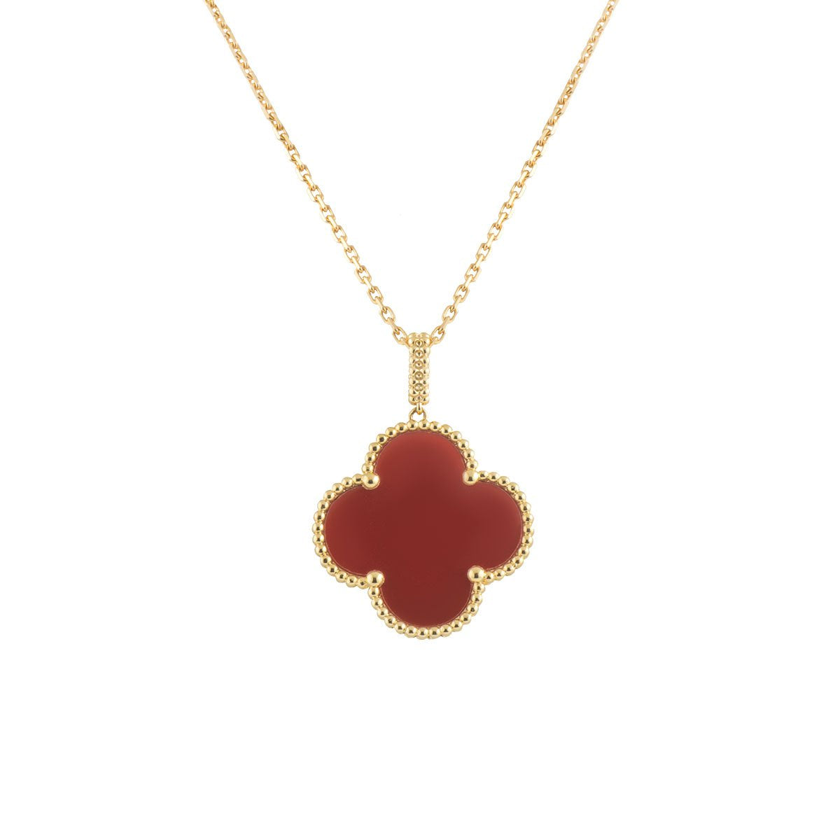 [⭐Veyra]CLOVER 25MM NECKLACE GOLD CARNELIAN