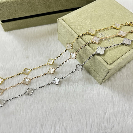 [⭐Veyra]CLOVER 6 MOTIF WHITE MOP BRACELET