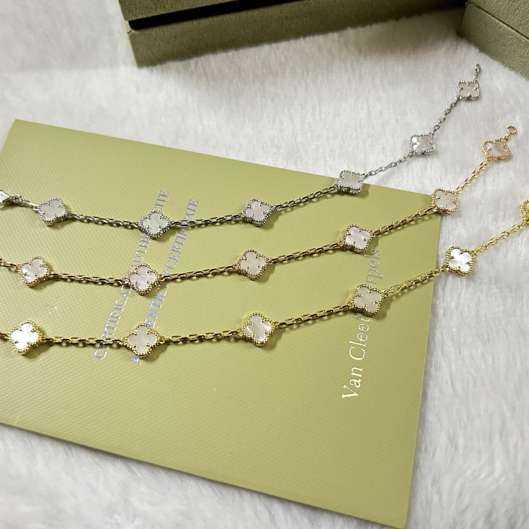 [⭐Veyra]CLOVER 6 MOTIF WHITE MOP BRACELET
