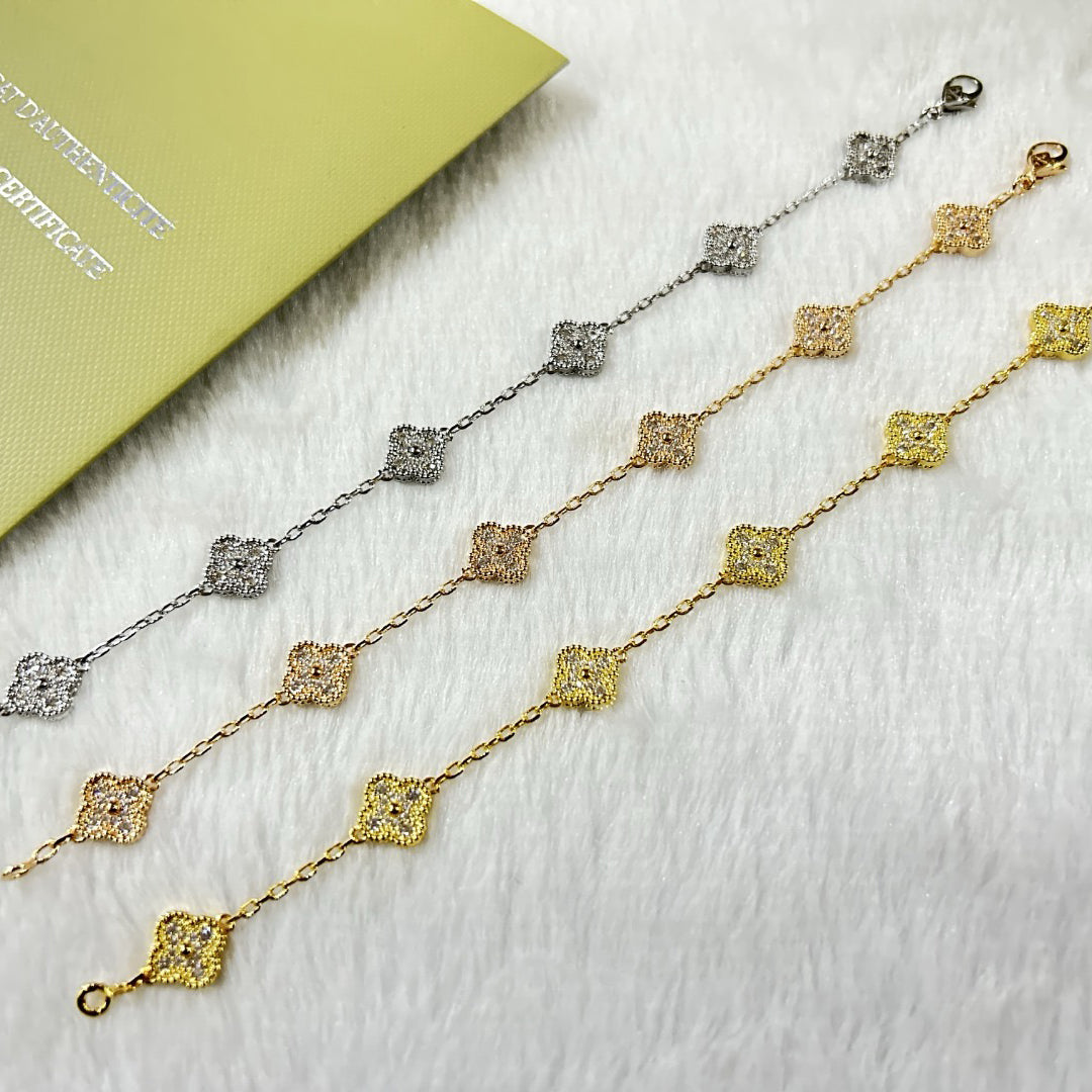 [⭐Veyra]CLOVER 6 MOTIF DIAMOND BRACELET
