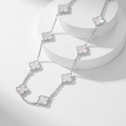 [⭐Veyra]CLOVER 10 MOTIFS WHITE MOTHER OF PEARL NECKLACE