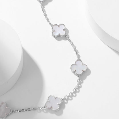 [⭐Veyra]CLOVER 10 MOTIFS WHITE MOTHER OF PEARL NECKLACE