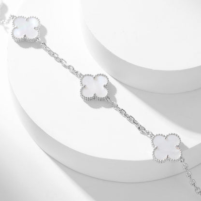 [⭐Veyra]CLOVER 10 MOTIFS WHITE MOTHER OF PEARL NECKLACE