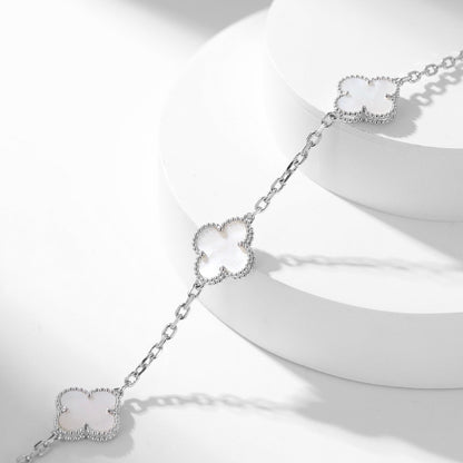 [⭐Veyra]CLOVER 10 MOTIFS WHITE MOTHER OF PEARL NECKLACE