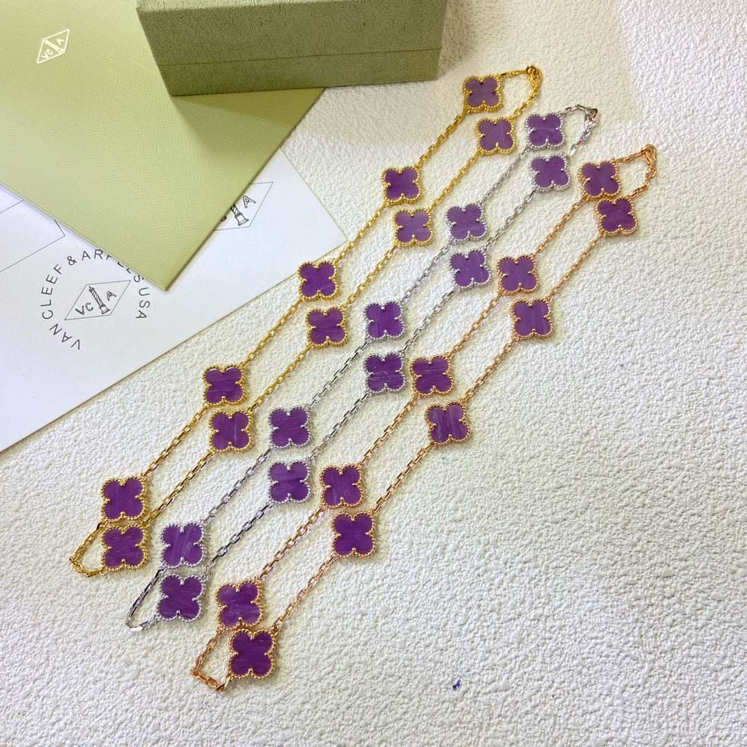 [⭐Veyra Jewelry]CLOVER 10 MOTIFS  PURPLE VIOLET  NECKLACE